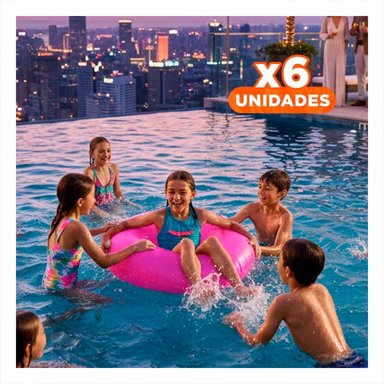 PACK6 COLCHONETA NEON 91 CM INFLABLE COLORIDA ROSADO NEON PARA PISCINA Y+REGALO STICKER