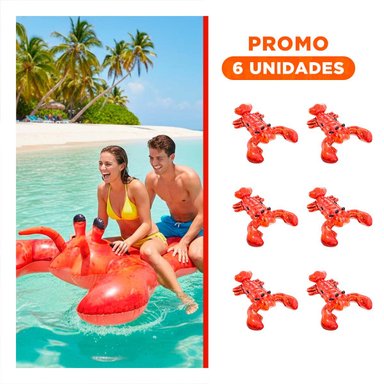 PACK6 COLCHONETA LANGOSTA 213 X 137 CM INFLABLE DIVERTIDA PARA PISCINA