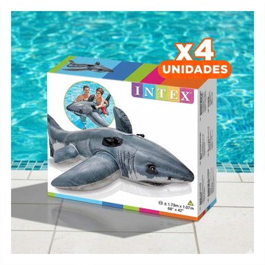 PACK4 JUGUETE FLOTANTE TIBURON 173 X 107 CM PARA NIÑOS