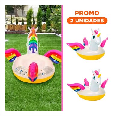 PACK2 FLOTANTE ACUATICO UNICORNIO 201 X 140 X 97 CM COMODO PARA JUEGOS