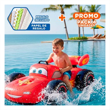 PACK4 FLOTANTE COCHE 107 X 71 CM FLOTANTE PARA NIÑOS Y+PAPEL REGALO