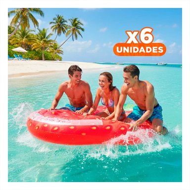 PACK6 COLCHONETA ISLA DE FRESAS 137 X 132 CM GRANDE PARA PISCINA INFANTIL Y+REGALO STICKER