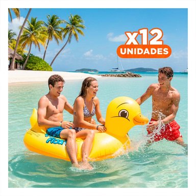 PACK12 FLOTADOR PATO 31 X 24 CM ACUATICO PARA JUEGOS EN AGUA