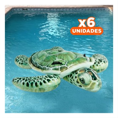PACK6 SALVAVIDAS FLOTANTE TORTUGA 150 X 127 CM COMODO Y+REGALO STICKER