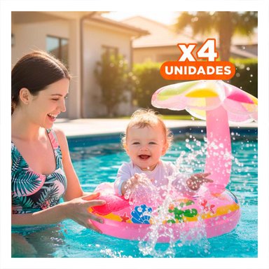 PACK4 FLOTANTE FLOR ROSADO SEGURO Y LIGERO PARA PISCINA Y PLAYA