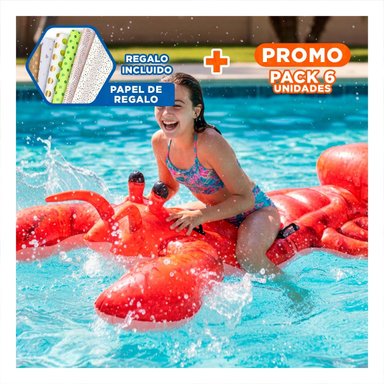 PACK6 COLCHONETA LANGOSTA 213 X 137 CM ACUATICA PARA JUEGOS EN AGUA Y+PAPEL REGALO