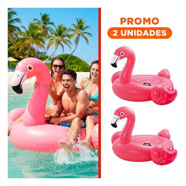 PACK2 FLOTANTE GRANDE FLAMENCO ROSADO 218 X 211 X 136 CM PARA PISCINA