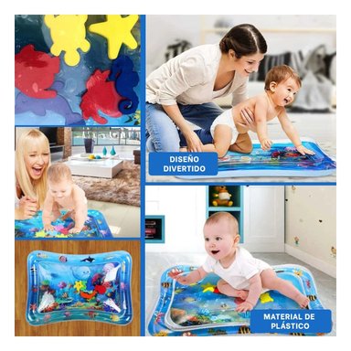 PACK12 CAMA INFLABLE AZUL PARA BEBES Y JUEGOS ACUATICOS CON COMODIDAD Y+PAPEL REGALO - 2