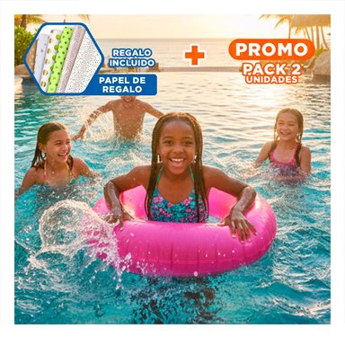PACK2 JUGUETE FLOTANTE NEON 91 CM INFLABLE Y DIVERTIDO ROSADO NEON PARA NIÑOS Y+PAPEL REGALO
