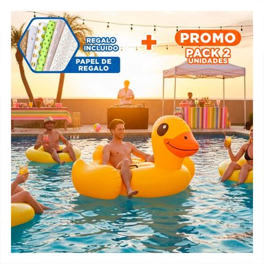 PACK2 FLOTANTE INFLABLE LIGERO PATO 147 X 147 X 81 CM PARA NIÑOS Y+PAPEL REGALO
