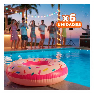 PACK6 FLOTADOR REDONDO DONAL PINK 107 CM SEGURO Y DIVERTIDO Y+REGALO STICKER