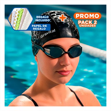 PACK2 TOCA DE NATACION NEGRO DE TELA PARA ENTRENAMIENTO Y ACTIVIDAD Y+PAPEL REGALO