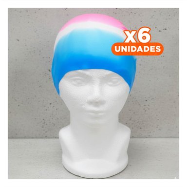 PACK6 IMPLEMENTO DE NATACION GRAVITAL FUCSIA BLANCO CELESTE PARA USO DIARIO Y+REGALO STICKER