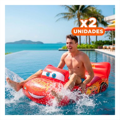 PACK2 JUGUETE FLOTANTE COCHE 109 X 71 CM SEGURO PARA PISCINA Y+REGALO STICKER