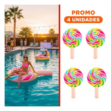 PACK4 JUGUETE GRANDE DIVERTIDO PALETA CARAMELO 208 X 135 CM PARA AGUA Y+REGALO STICKER