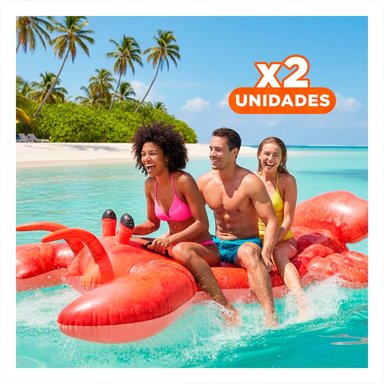 PACK2 SALVAVIDAS ACUATICO LANGOSTA 213 X 137 CM DIVERTIDO PARA JUEGOS Y+REGALO STICKER