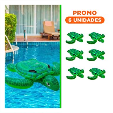 PACK6 SALVAVIDAS INFLABLE TORTUGA VERDE 150 X 127 CM PARA PISCINA