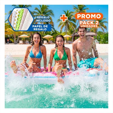 PACK2 SALVAVIDAS HELADO 198 X 107 CM INFLABLE PARA PISCINA Y+PAPEL REGALO