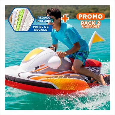 PACK2 SALVAVIDAS MOTO 117 X 77 CM INFLABLE SEGURO PARA PISCINA Y+PAPEL REGALO