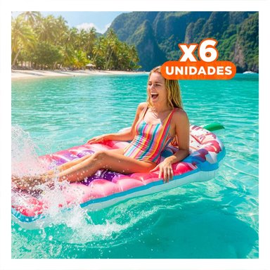 PACK6 COLCHONETA HELADO 198 X 107 CM GRANDE PARA PISCINA INFANTIL Y+REGALO STICKER