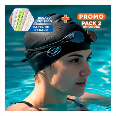 PACK2 TOCA DE NATACION NEGRO PARA ENTRENAMIENTO Y ACTIVIDAD SEGURA Y+PAPEL REGALO