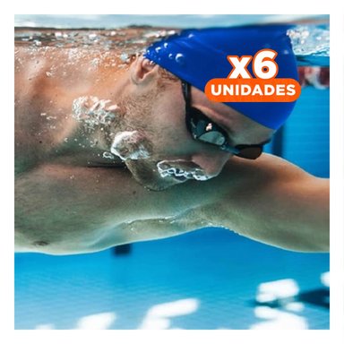 PACK6 TOCA DE NATACION AZUL PARA DIVERSION Y CABELLO Y+REGALO STICKER