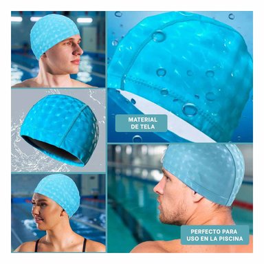 TOCA DE NATACION CELESTE DE TELA PARA NADAR Y COMODIDAD Y+POST IT