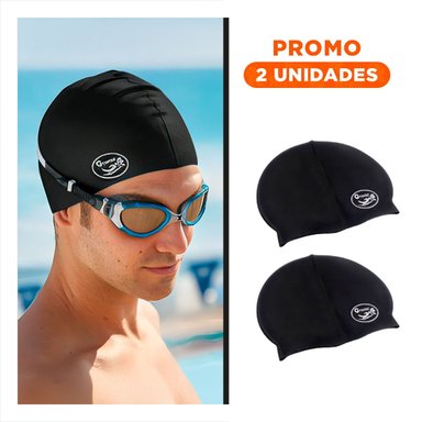 PACK2 TOCA DE NATACION NEGRO PARA JUEGOS Y CABELLO SEGURO PROTEGIDO