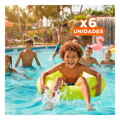 PACK6 FLOTANTE NEON AMARILLO 91 CM GRANDE PARA PISCINA INFANTIL Y+REGALO STICKER