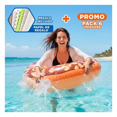 PACK6 ARO PARA NIÑOS DONAL CHOCOLATE 114 CM COMODO PARA PISCINA Y+PAPEL REGALO