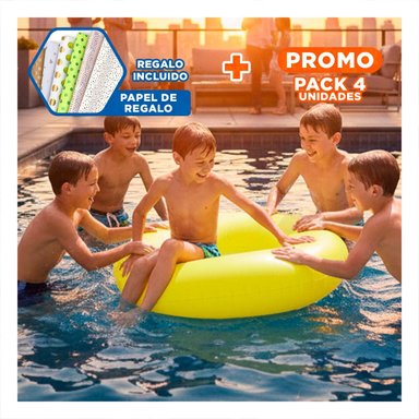 PACK4 INFLABLE NEON AMARILLO 91 CM FLOTANTE PARA NIÑOS Y+PAPEL REGALO