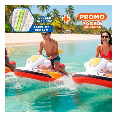 PACK6 COLCHONETA MOTO 117 X 77 CM ACUATICA PARA JUEGOS EN AGUA Y+PAPEL REGALO