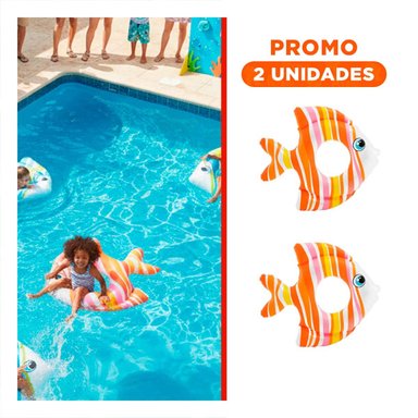 PACK2 JUGUETE INFLABLE COLORIDO ANARANJADO PEZ RAYADO 83 X 81 CM PARA NIÑOS