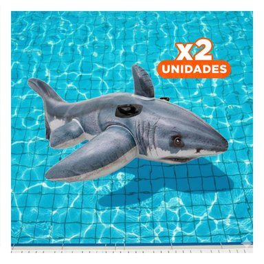 PACK2 JUGUETE ACUATICO TIBURON 173 X 107 CM DIVERTIDO PARA JUEGOS Y+REGALO STICKER