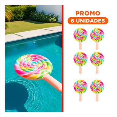 PACK6 SALVAVIDAS INFLABLE SEGURO PALETA CARAMELO 208 X 135 CM PARA PISCINA