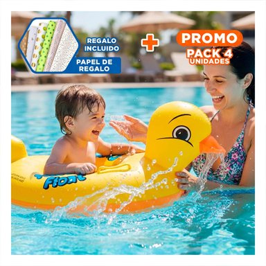 PACK4 COLCHONETA PATO 31 X 24 CM ACUATICA PARA JUEGOS EN AGUA Y+PAPEL REGALO