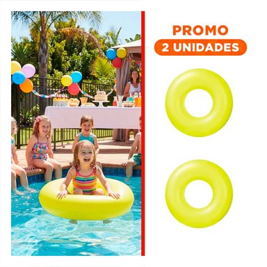 PACK2 SALVAVIDAS NEON AMARILLO 91 CM COLORIDO PARA PISCINA