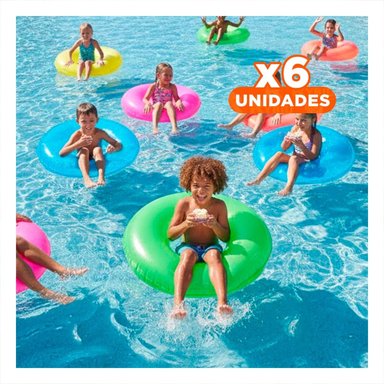 PACK6 ARO NEON VERDE 91 CM INFLABLE DIVERTIDA PARA PISCINA Y+REGALO STICKER