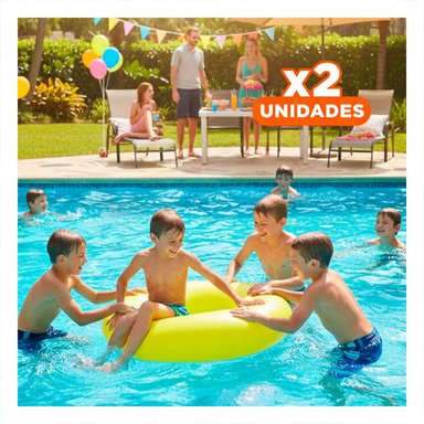 PACK2 INFLABLE NEON AMARILLO 91 CM ACUATICO PARA JUEGOS EN AGUA Y+REGALO STICKER