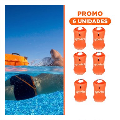 PACK6 SALVAVIDAS INFLABLE SEGURO SALVAVIDAS CON MOCHILA ANARANJADO PARA PISCINA