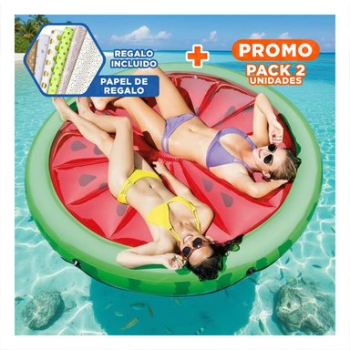 PACK2 FLOTANTE INFLABLE SANDIA 183 X 23 CM COLORIDO PARA NIÑOS Y+PAPEL REGALO
