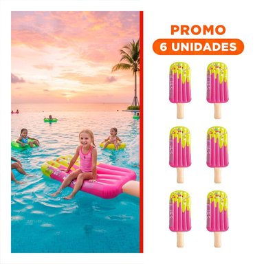 PACK6 SALVAVIDAS INFLABLE SEGURO PALETA PINK PARA PISCINA
