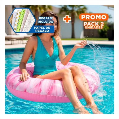PACK2 SALVAVIDAS GIRASOL 142 X 142 CM INFLABLE PARA PISCINA Y+PAPEL REGALO