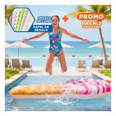 PACK2 SALVAVIDAS EN FORMA DE HELADO 107 X 224 CM INFLABLE PARA PISCINA Y+PAPEL REGALO