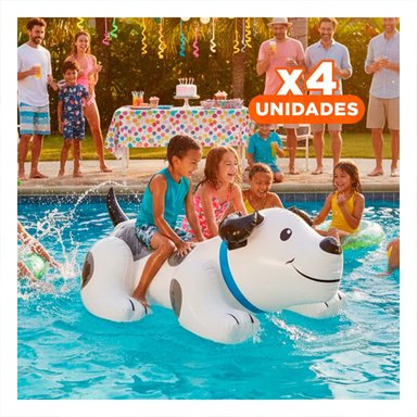 PACK4 JUGUETE INFLABLE COLORIDO PERRITO 108 X 71 CM PARA NIÑOS