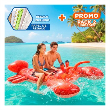 PACK2 SALVAVIDAS LANGOSTA 213 X 137 CM INFLABLE SEGURO PARA PISCINA Y+PAPEL REGALO