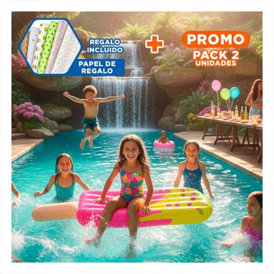 PACK2 JUGUETE INFLABLE DIVERTIDO PALETA PINK PARA PISCINA Y+PAPEL REGALO