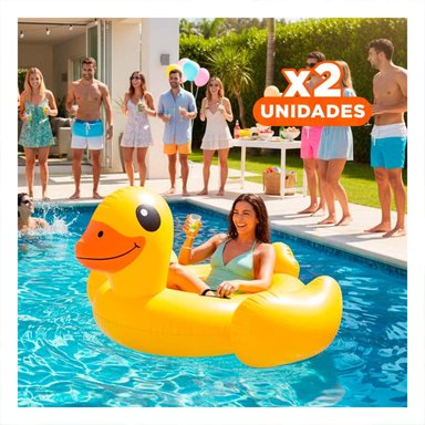 PACK2 FLOTANTE GRANDE COLORIDO PATO 147 X 147 X 81 CM PARA PISCINA Y+REGALO STICKER