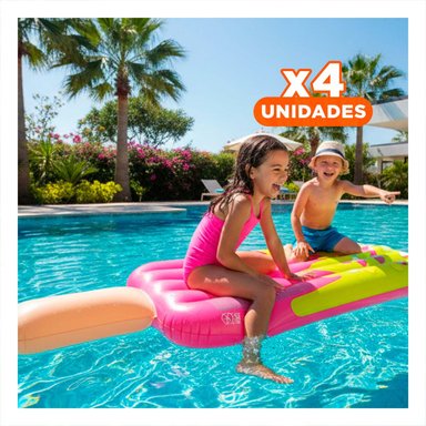 PACK4 JUGUETE INFLABLE COLORIDO PALETA PINK PARA NIÑOS