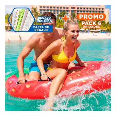 PACK6 COLCHONETA ISLA DE FRESAS 137 X 132 CM ACUATICA PARA JUEGOS EN AGUA Y+PAPEL REGALO